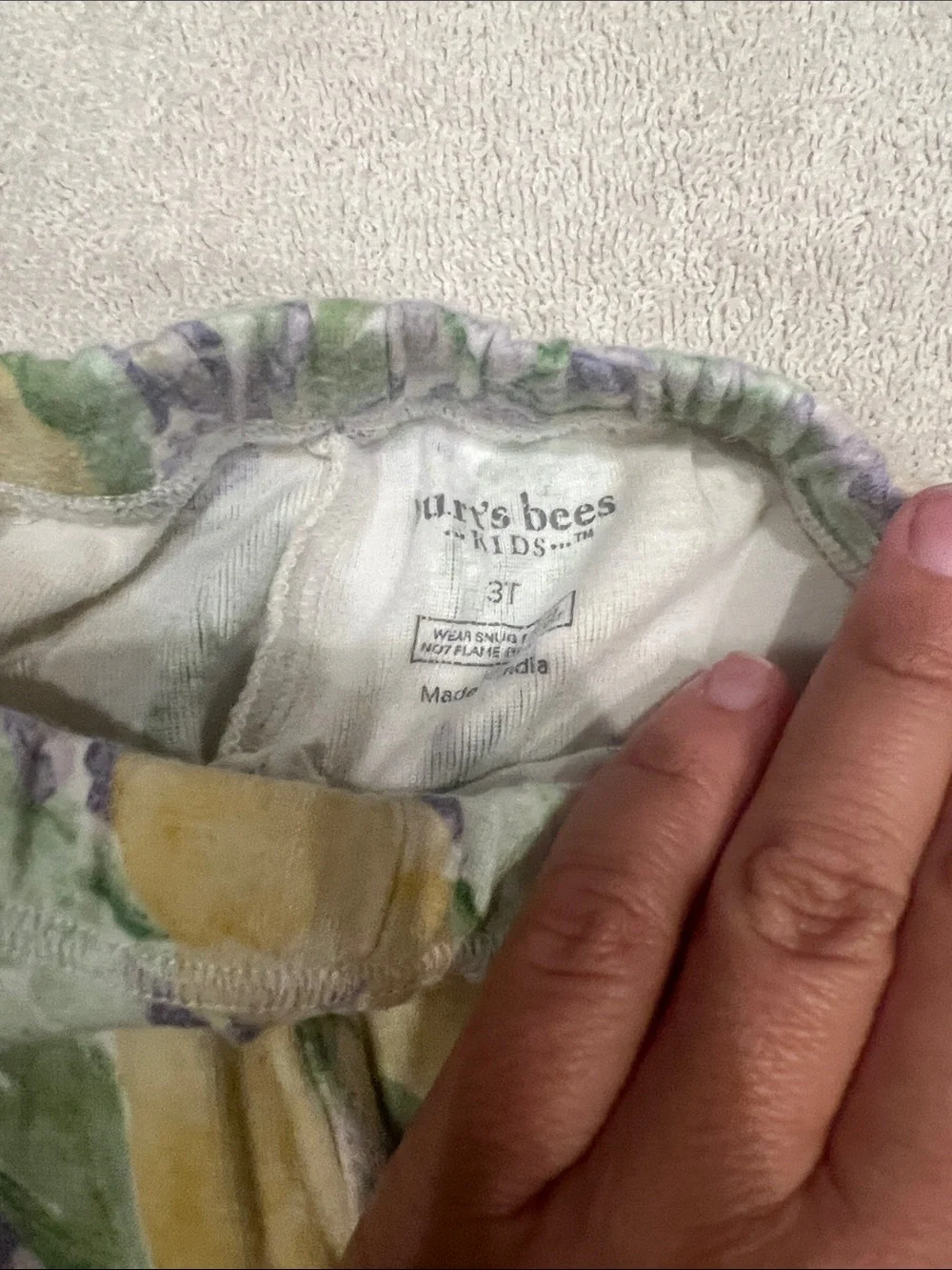 Burt's Bees Yellow Lemon & Purple Floral Cotton Pajama Set
